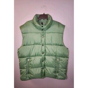 Old Navy Puffer Vest Men's XL Green Zip Snap Outdoors Gorpcore Hiking Workwear